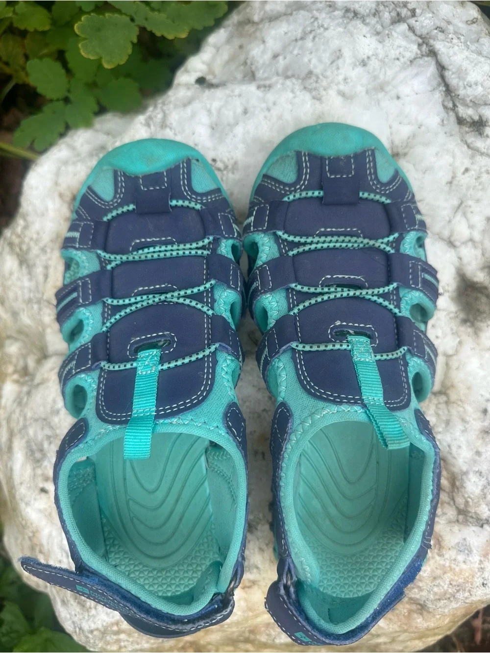 Kids Navy and Teal Water Shoes with Protective Toe